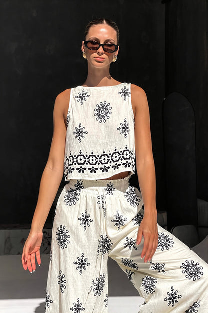 Boho Linen Tank Casual Two Piece Set