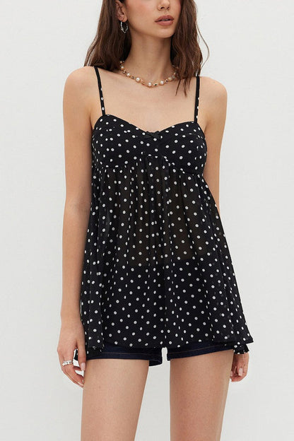 Bow Strap Ruffle Hem Cami Top