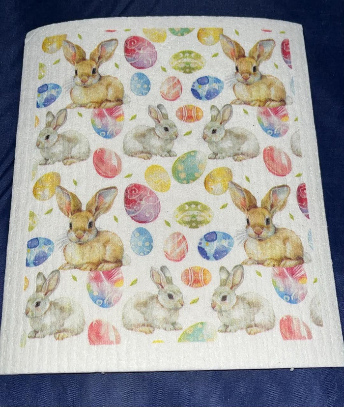 Bunnies with Neon Eggs Swedish Towel