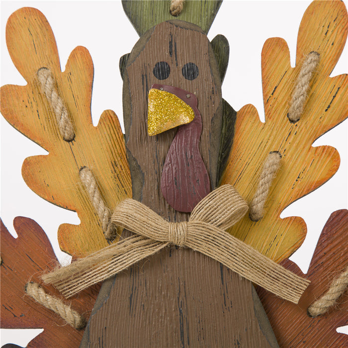 Burlap Wooden Autumn Turkey Welcome Sign or Yard Stake