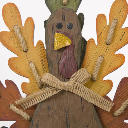 Burlap Wooden Autumn Turkey Welcome Sign or Yard Stake