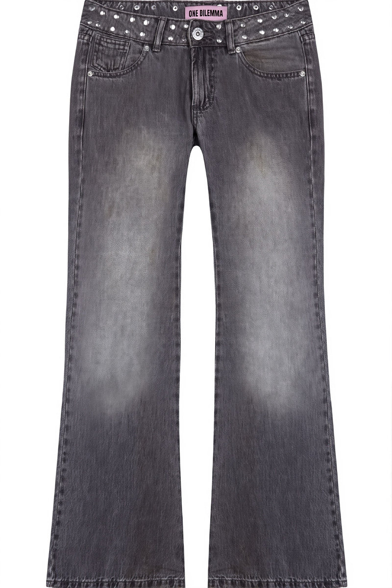 Butt Wing Sequin Straight Leg Jeans