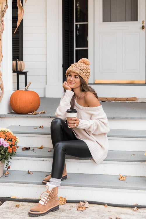 CAITLIN COVINGTON X PINK LILY The Coco Black Leather Leggings