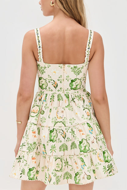 Cami Plant Print Mini Boho Dress