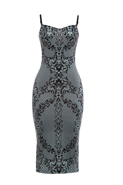 Cami Plunge Cutout Back Slit Print Maxi Dress
