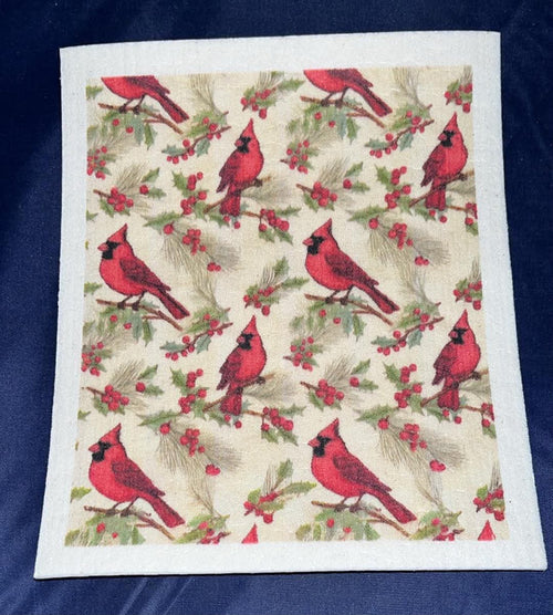 Cardinals with Holly Swedish Towel