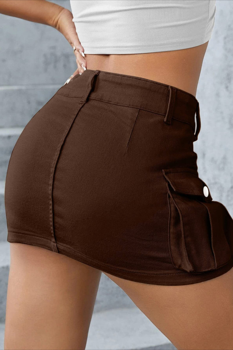Cargo Street Solid Bodycon Skirt