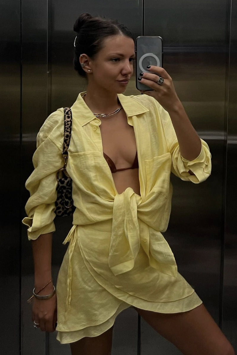 Casual Beach Shirt Cover Skirt Set