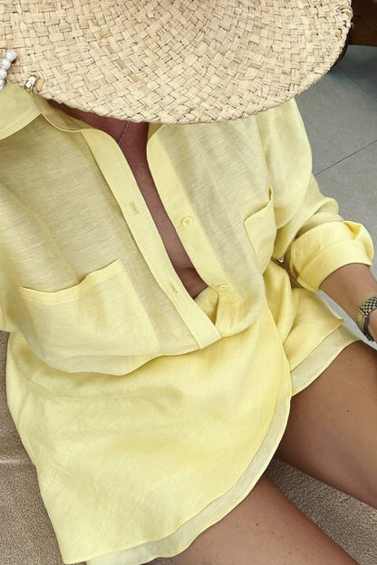 Casual Beach Shirt Cover Skirt Set