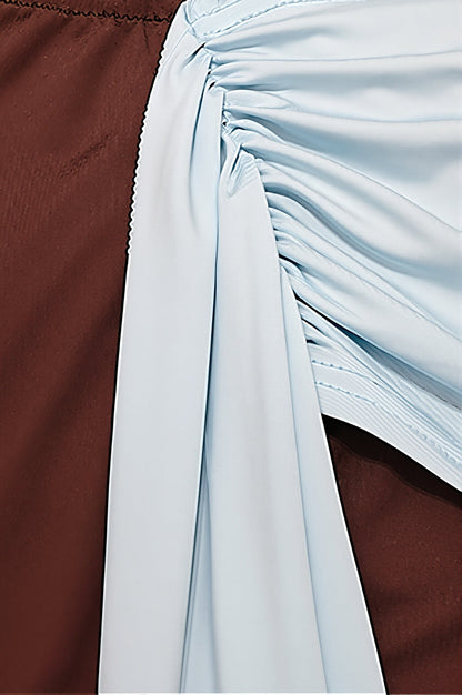 Casual Color Block Crop Skirt Set