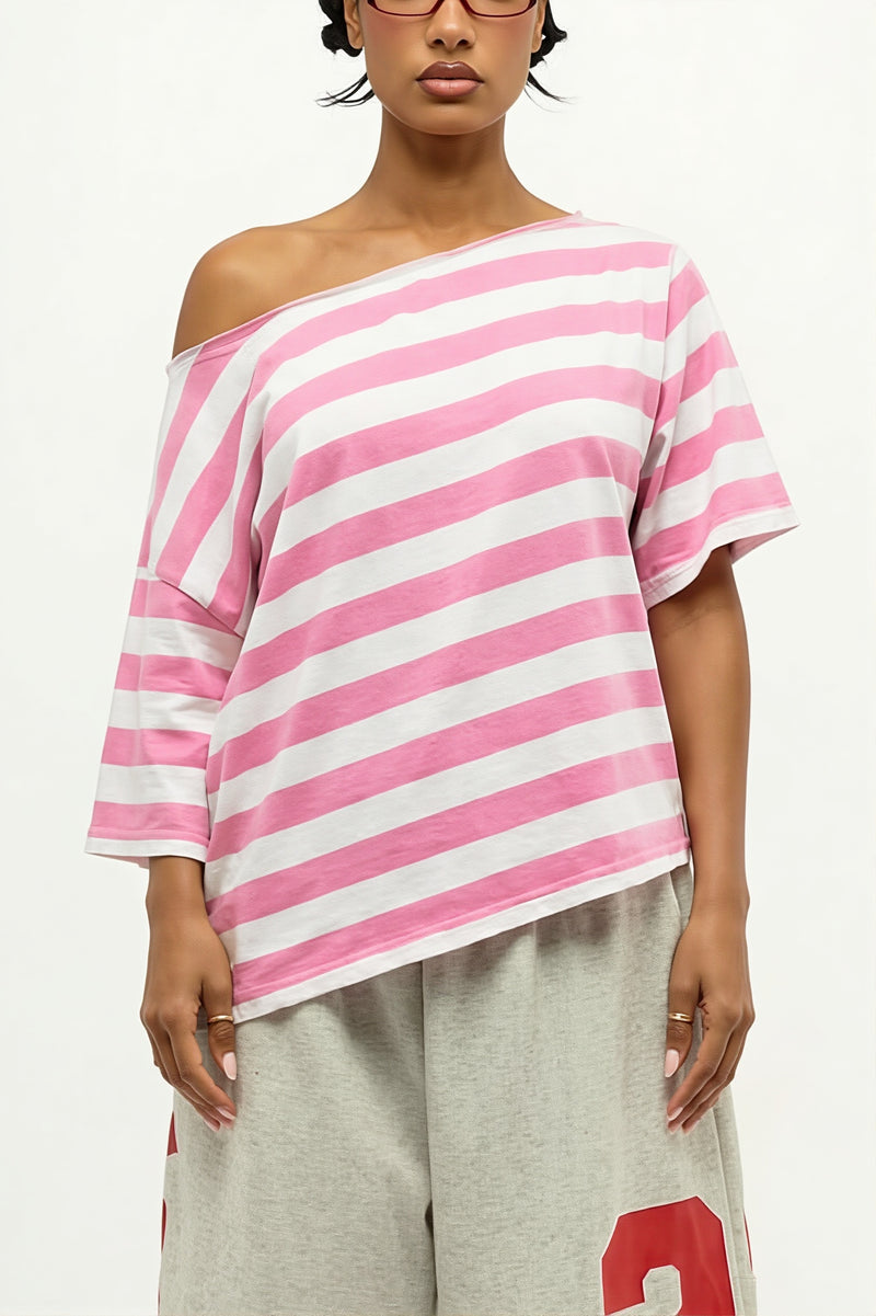 Casual Colorful Striped Loose T-Shirt