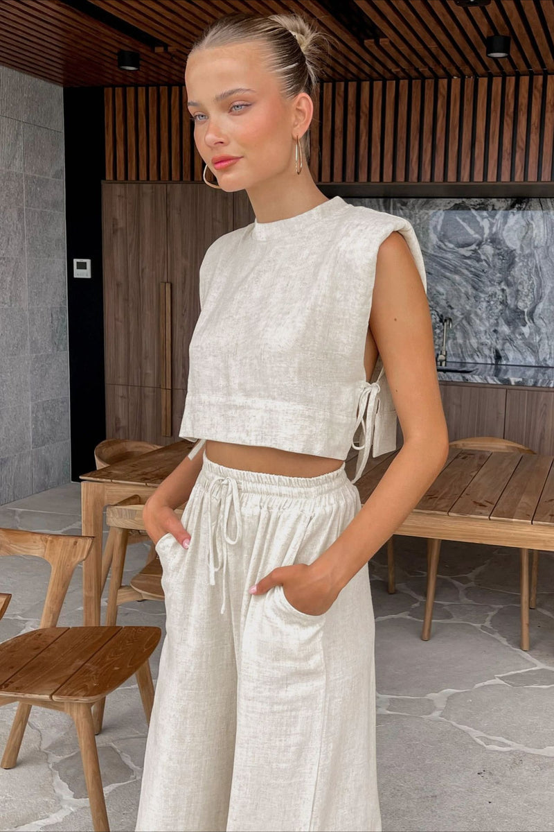 Casual Cotton Linen Loose Sleeveless Two Piece Set