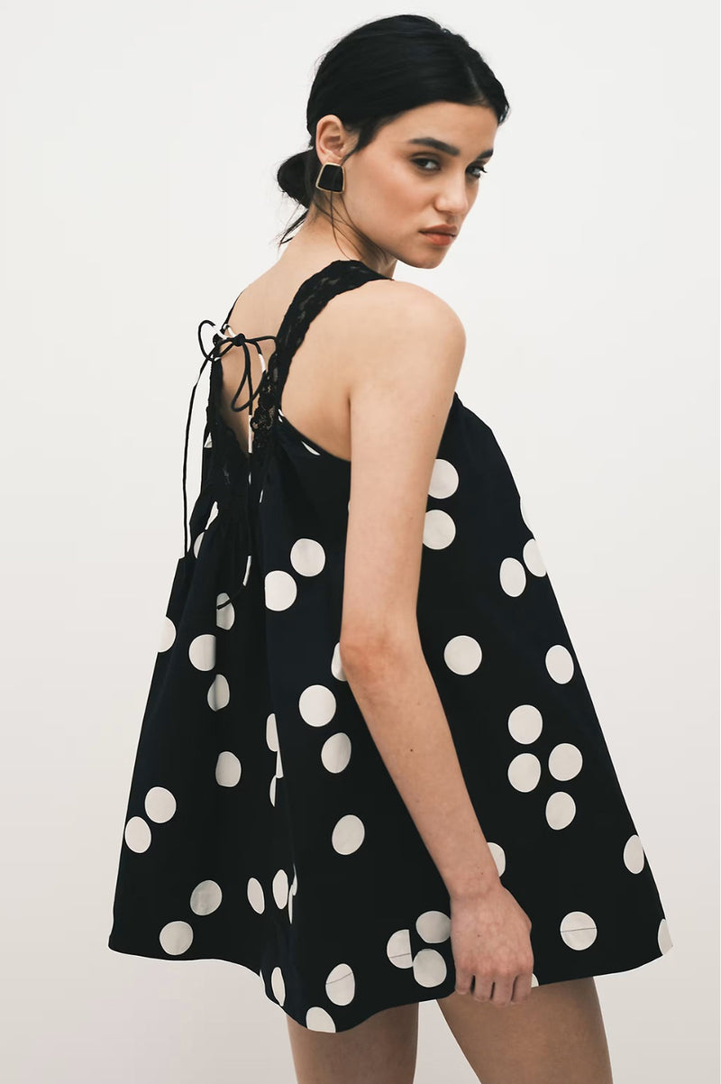 Casual Lace Dot Loose A Line Mini Dress