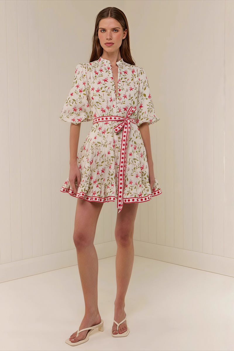 Casual Linen Lace-up Belted Summer Beach Mini Dress