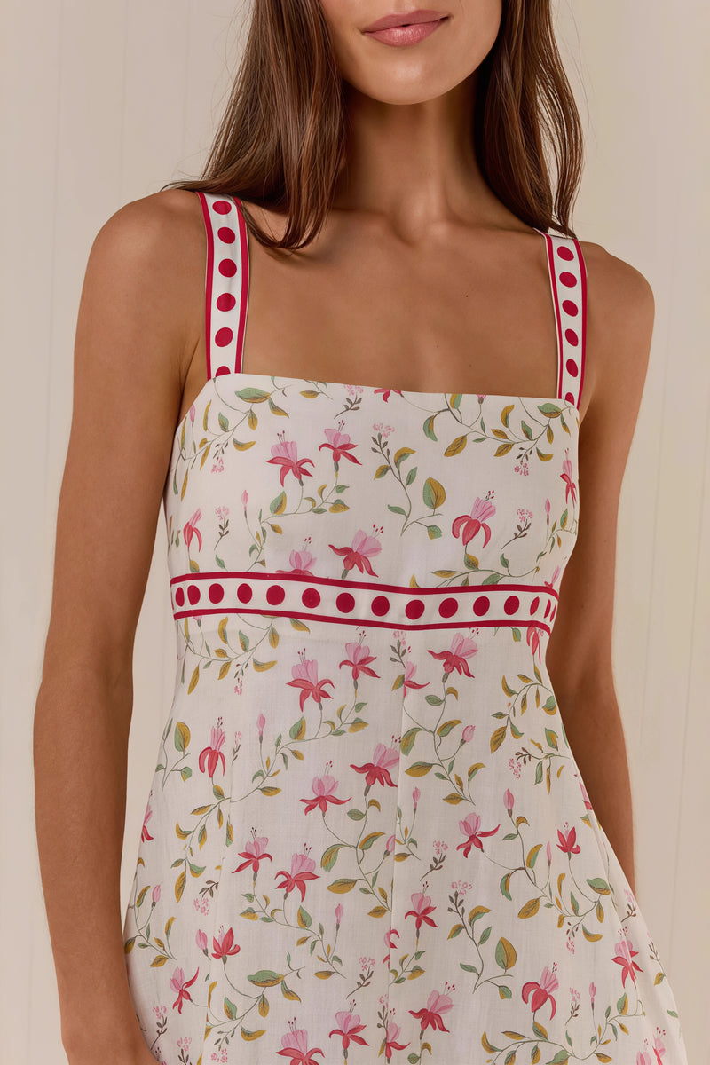 Casual Linen Print Spaghetti Strap Summer Maxi Dress