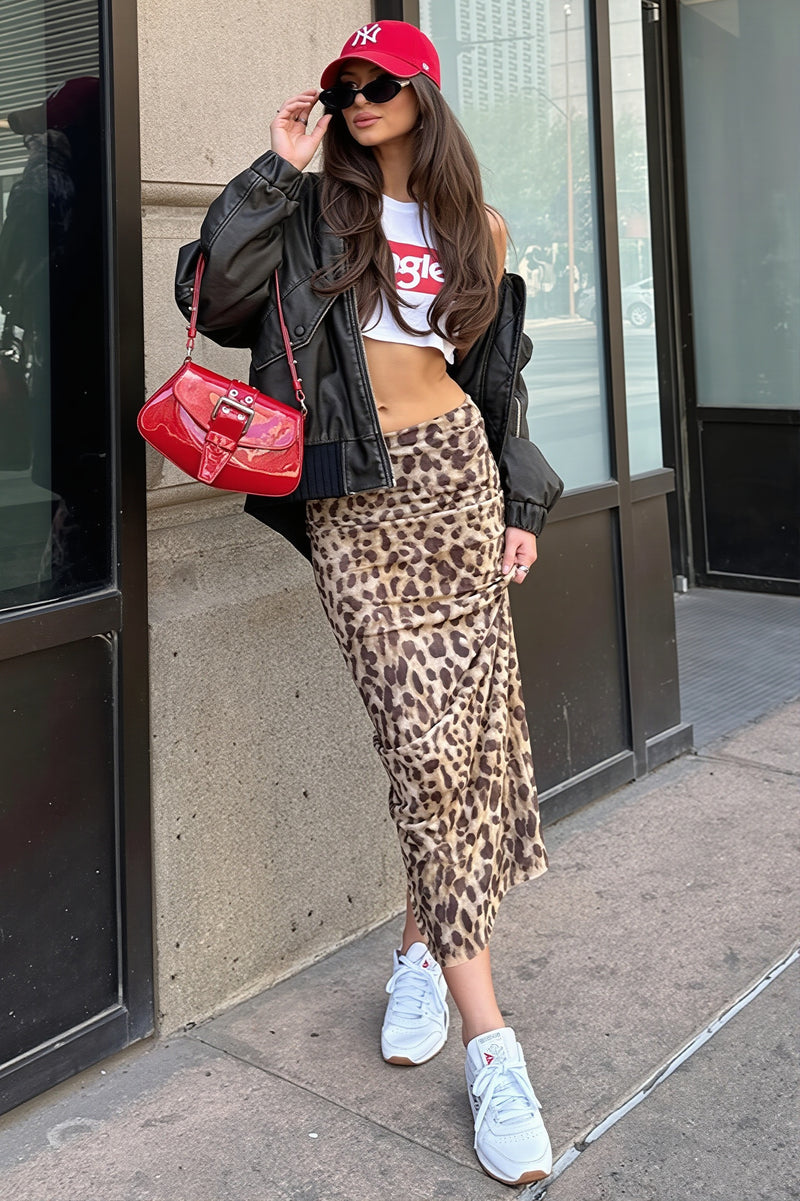 Casual Mesh Leopard Print Skirt