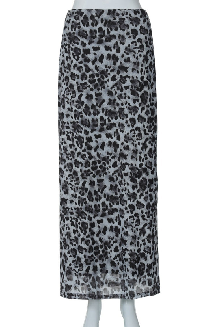 Casual Mesh Leopard Print Skirt