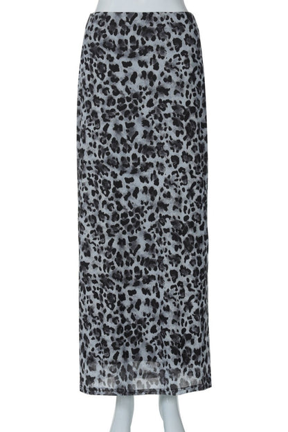 Casual Mesh Leopard Print Skirt