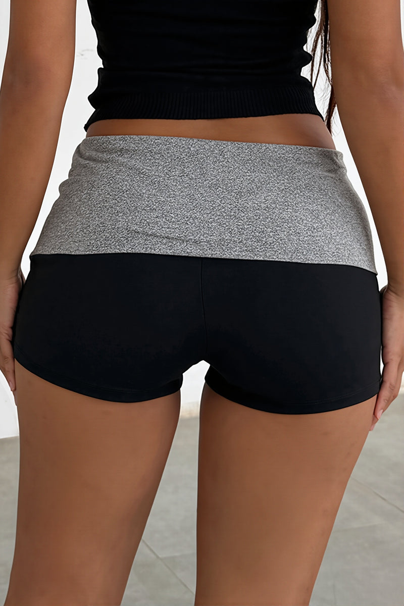 Casual Note Print Folded Waist Shorts