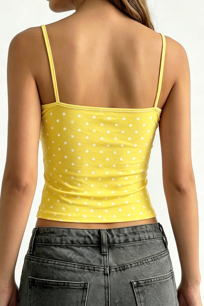 Casual Polka Dot Solid Slim Cami Top