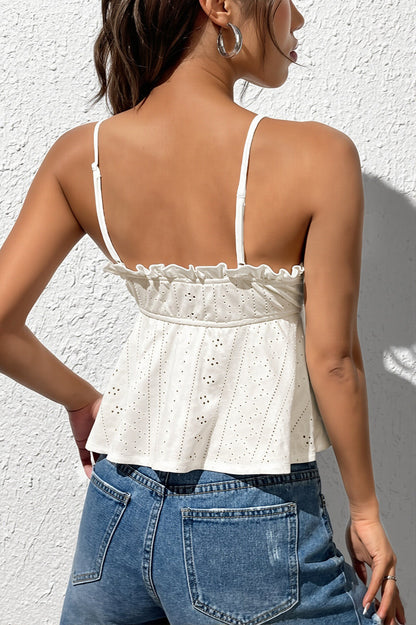 Casual Ruffle Lace Trim Cami Top