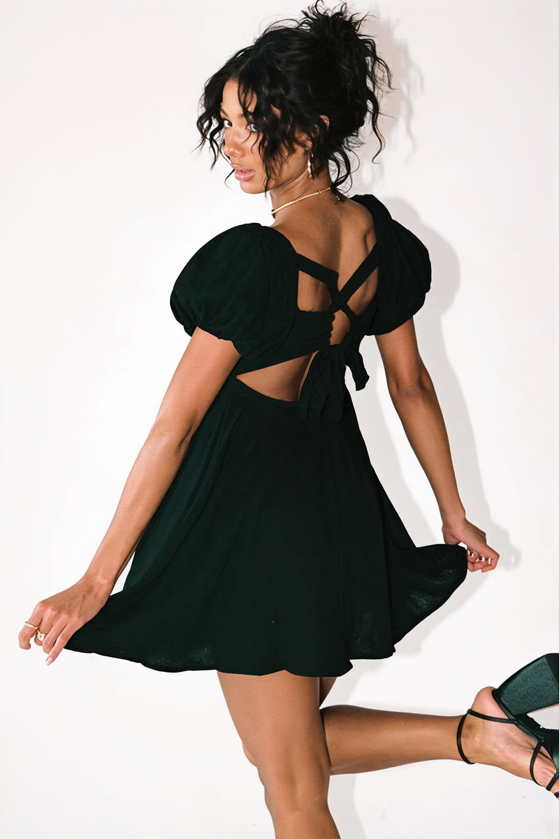 Casual Solid Backless Mini Dress