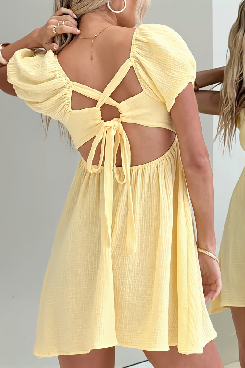 Casual Solid Backless Mini Dress