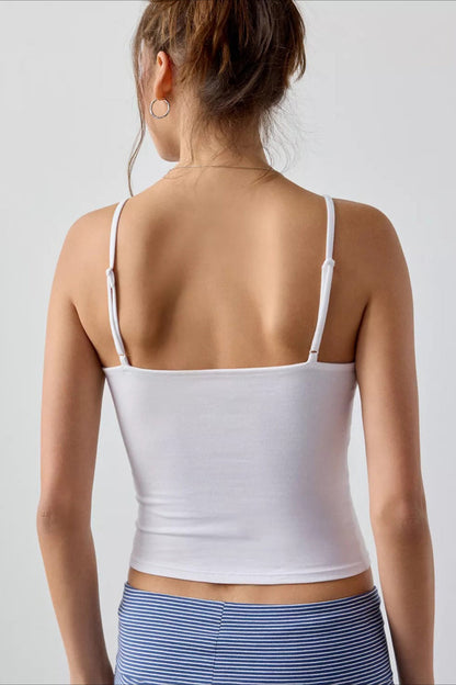 Casual Solid Cross V Neck Cami Top