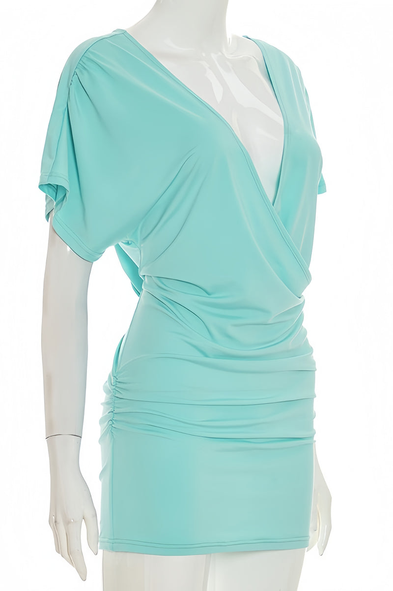 Casual Solid Ruched Bodycon Mini Dress