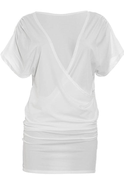 Casual Solid Ruched Bodycon Mini Dress