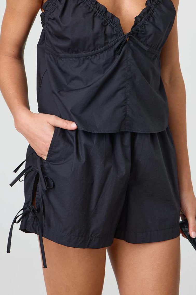 Casual Stripe Solid Drawstring Shorts