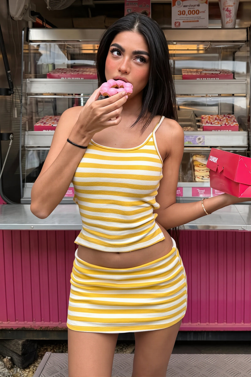 Casual Striped Cami Skirt Set