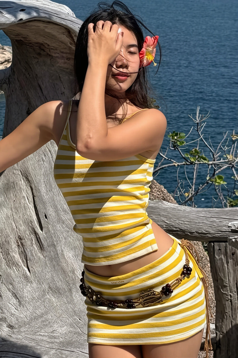 Casual Striped Cami Skirt Set