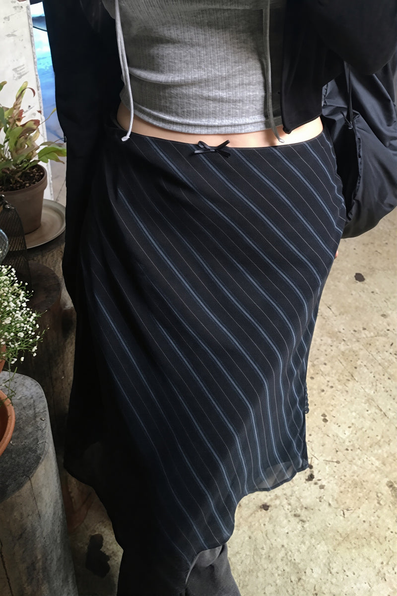 Casual Striped Double Mesh Skirt
