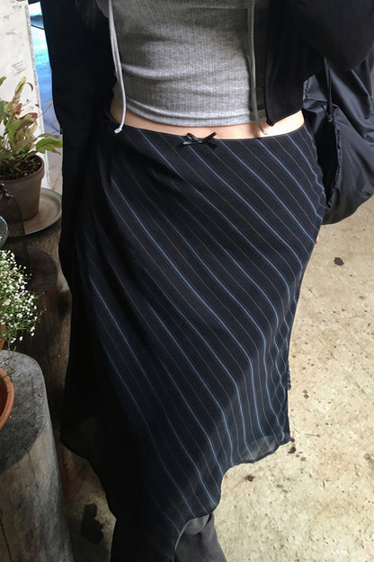 Casual Striped Double Mesh Skirt