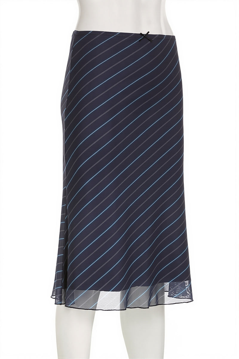 Casual Striped Double Mesh Skirt