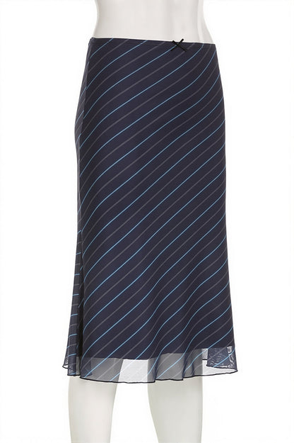 Casual Striped Double Mesh Skirt