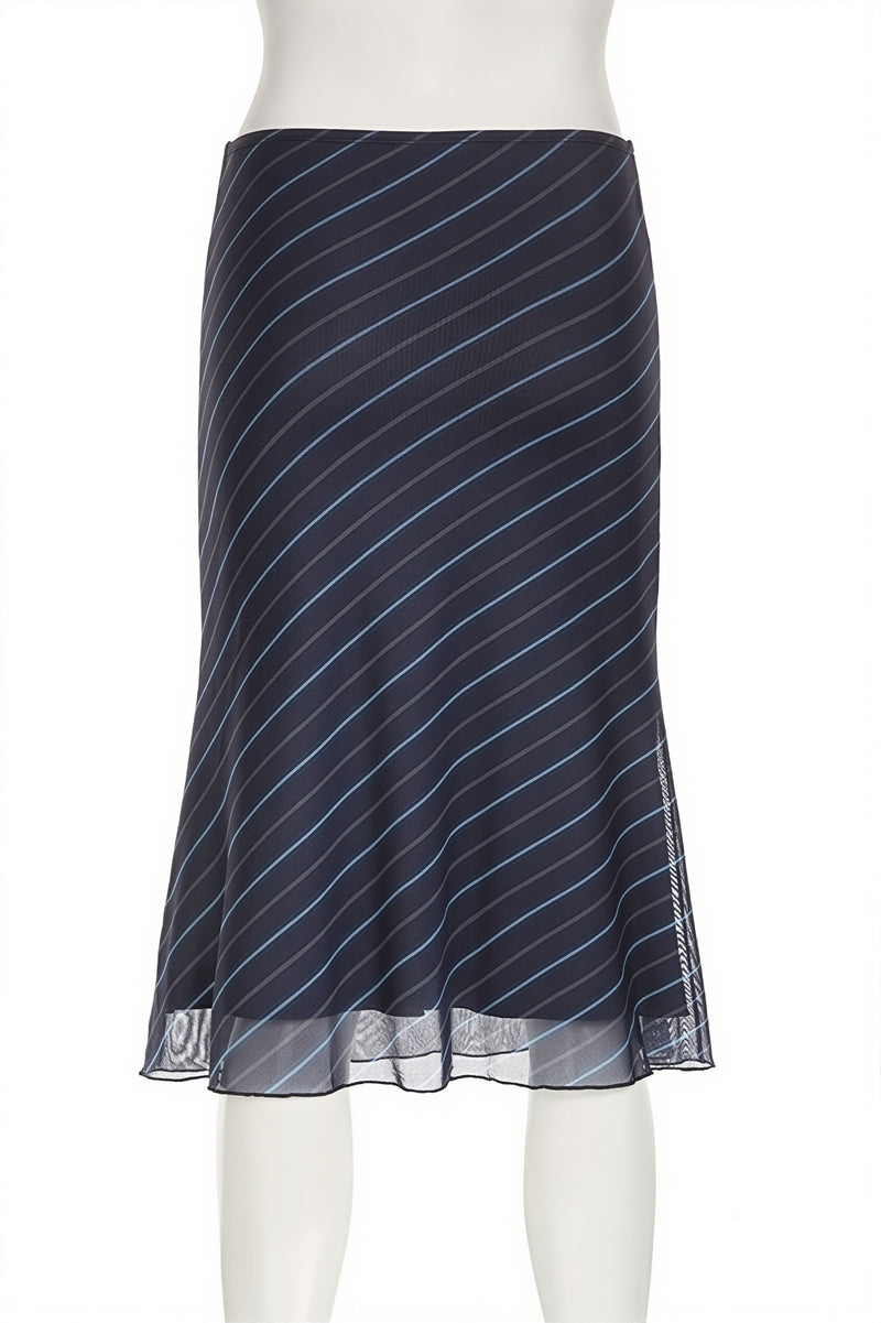 Casual Striped Double Mesh Skirt