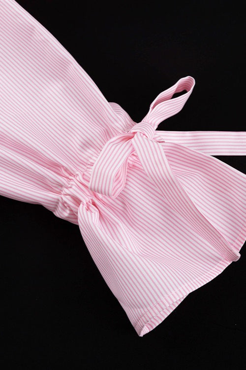 Casual Striped Ruffle Sleeve Blouse