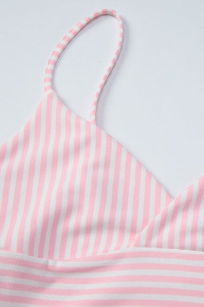 Casual Striped V Neck Slim Cami Top