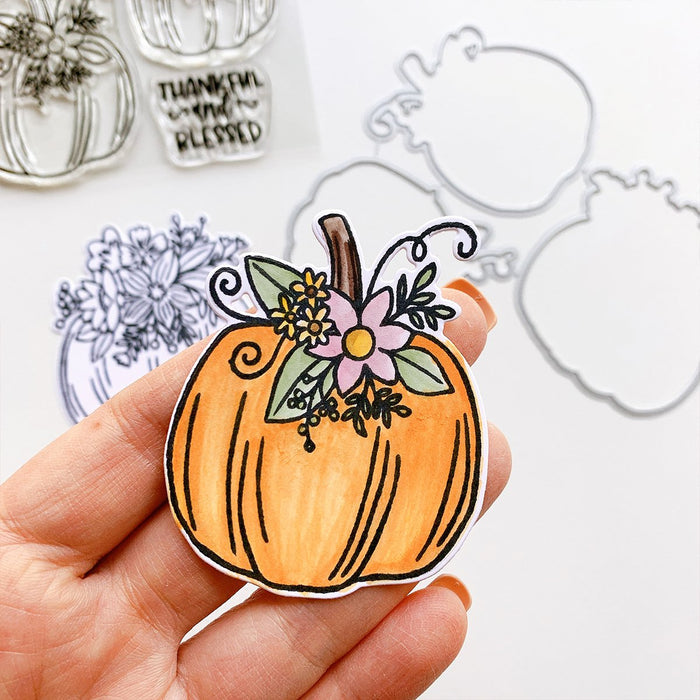 Catherine Pooler - Stamps - Front Porch Pumpkin. If an elegant, farmhouse look is your go-to for Halloween and Fall, then the Front Porch Pumpkins Stamps and Dies are going to be a fav!  These beautiful line art pumpkins are adorned with a variety of flowers and greenery and are ready for Pinterest perfect cards! Available at Embellish Away located in Bowmanville Ontario Canada Die Cut