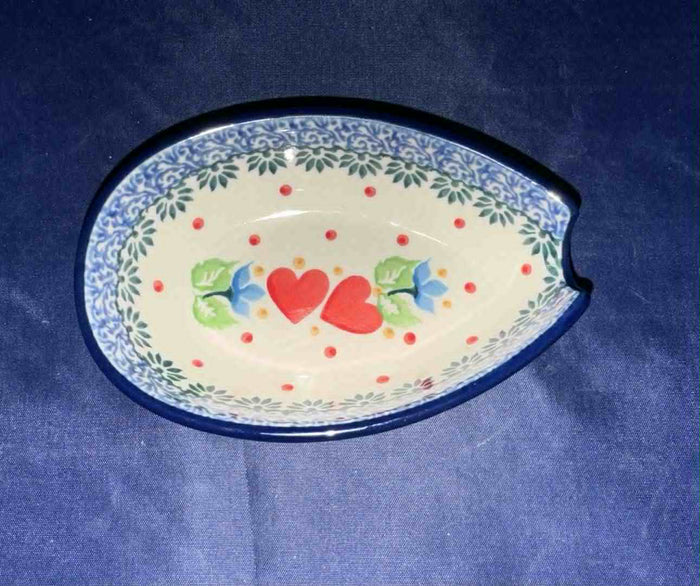 Ceramika Artystyczna Connecting Hearts Spoon Rest - Shape: 381 - Pattern: Connecting Hearts (2732)