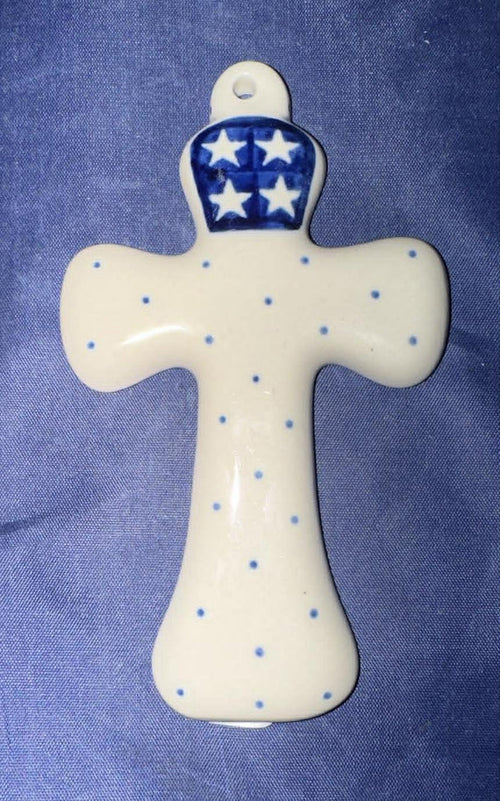 Ceramika Artystyczna Stars & Dots Small 5" Cross - Shape: 613 - Pattern: Stars & Dots