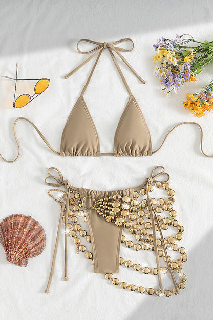 Chain Halter Three Piece Swim Sets