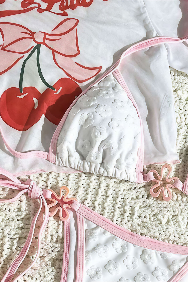 Cherry Cover Up Three Piece Swim Set