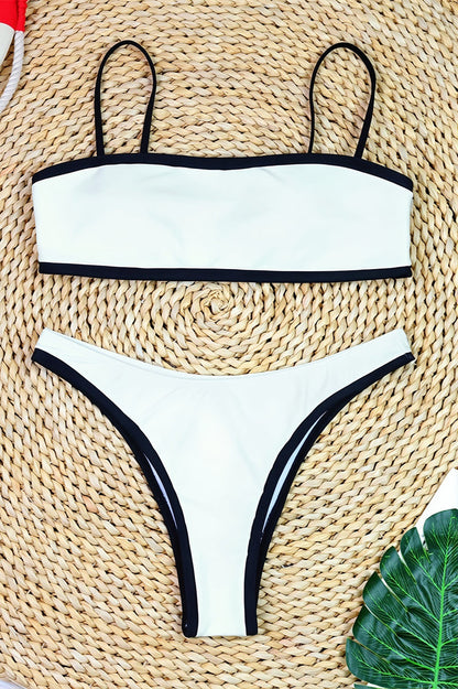 Chic Black White Tweed Style Bikini Sets