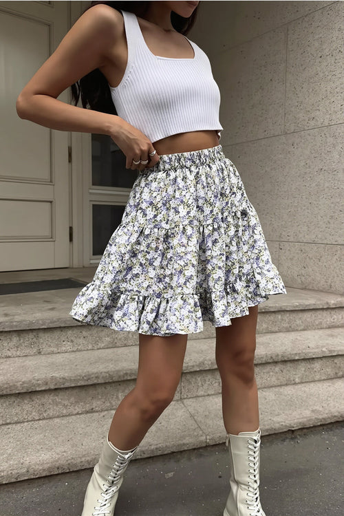 Chic Boho Floral Patchwork High Waist Skirt
