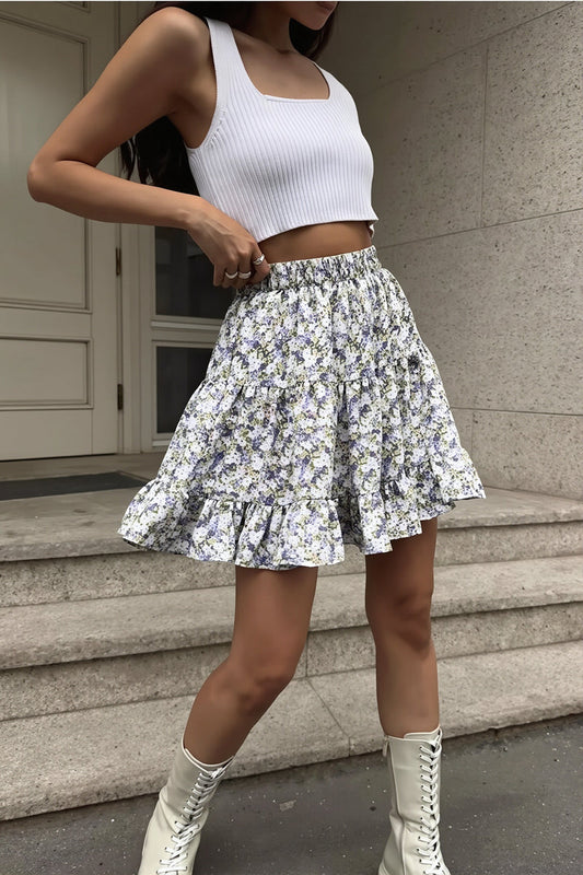 Chic Boho Floral Patchwork High Waist Skirt