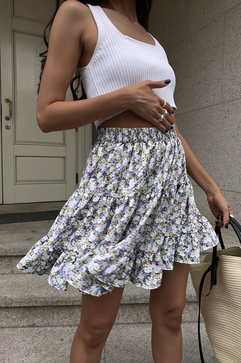 Chic Boho Floral Patchwork High Waist Skirt