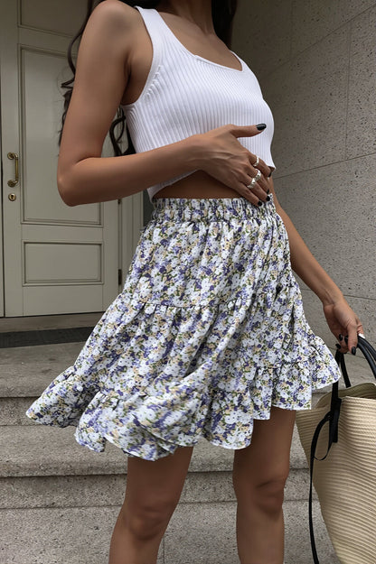 Chic Boho Floral Patchwork High Waist Skirt